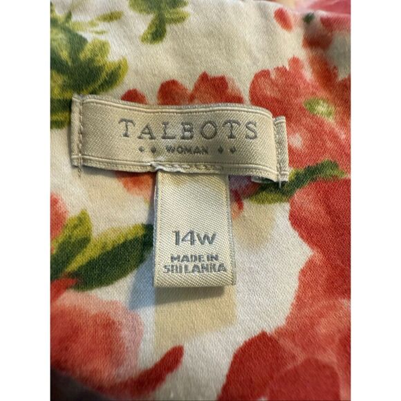 Talbots Size 14W Sleeveless Cotton Floral Sheath Dress Modest Summer Tea Preppy - Picture 10 of 12